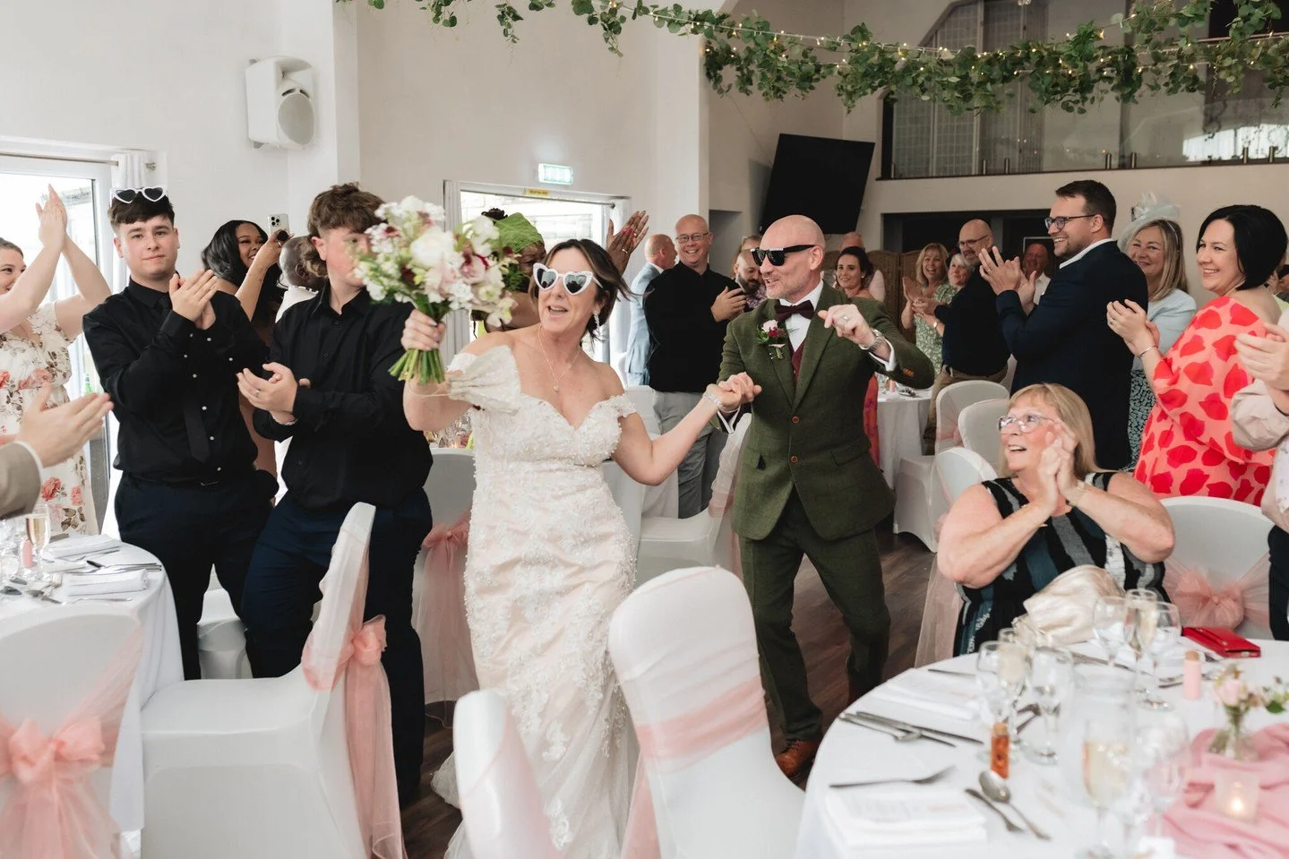 One of the vibiest wedding breakfast entrances I've had the pleasure of photographing 👏 😍 

Lou and Bry's beautiful wedding at Holmfirth Vineyard &hearts;️ 

Photographer: @laurabarehamphotography
Venue: @holmfirthwine
Hair &amp; makeup: @vicmarley