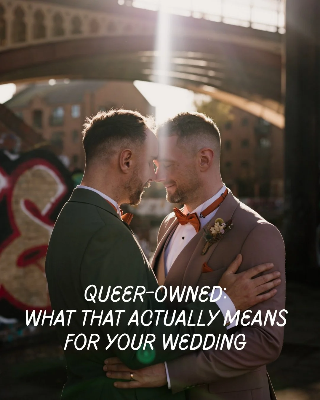 My business is queer-owned, and I want to be clear about what that actually means for you if you book me, because it's a lot more than a line on my website.

It means I won't assume anything about who's getting married, what anyone's wearing or who's