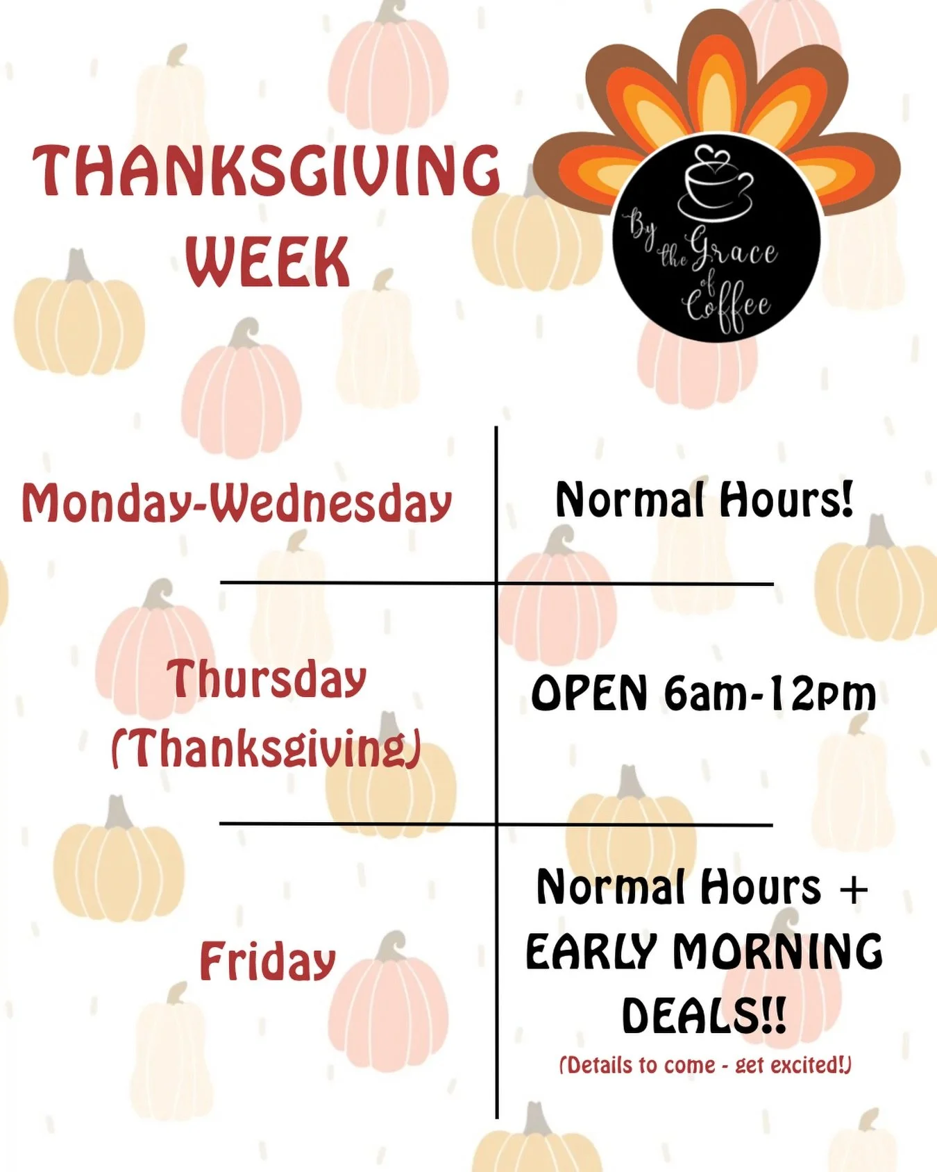 Here&rsquo;s your friendly reminder that WE ARE OPEN today AND tomorrow! Take note of our special holiday hours tomorrow, but no excuses for yucky coffee 😉