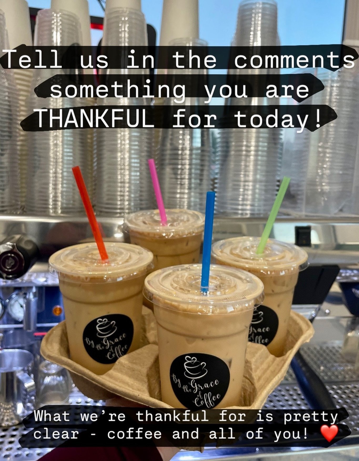 HAPPY THANKSGIVING!!!!!

We are open at both locations until 12pm today so be sure to come on through for your delicious bevvy ❤️

I hope our actions speak louder than words but today we are SOOO thankful for our coffee family! You all have blessed u