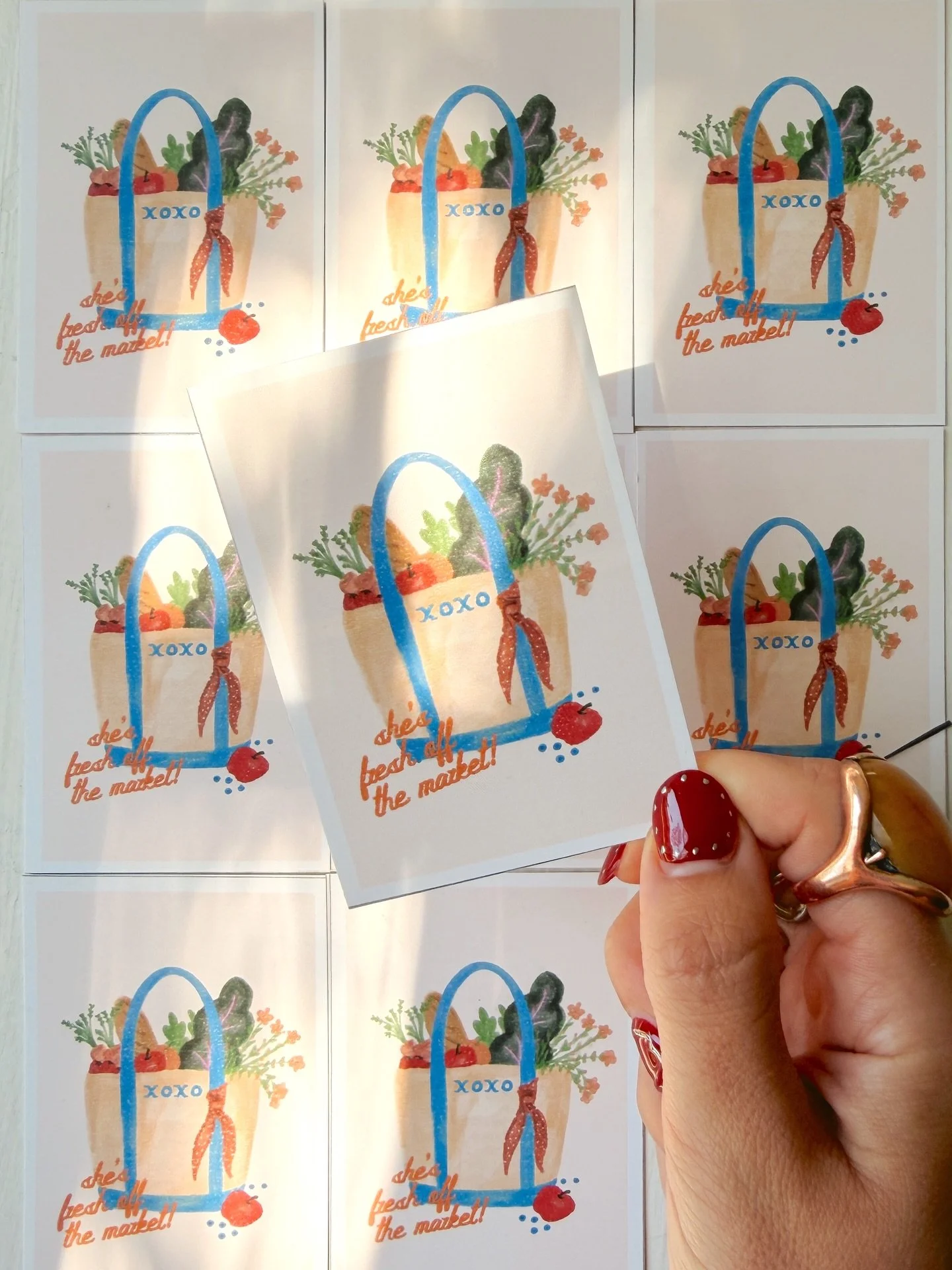 This bride is fresh off the market!!!🍊🧺🌷🍎sooo much fun designing this mini print for a sweet bachlorette. The cutest little keepsake for your girls to take home 🤍
