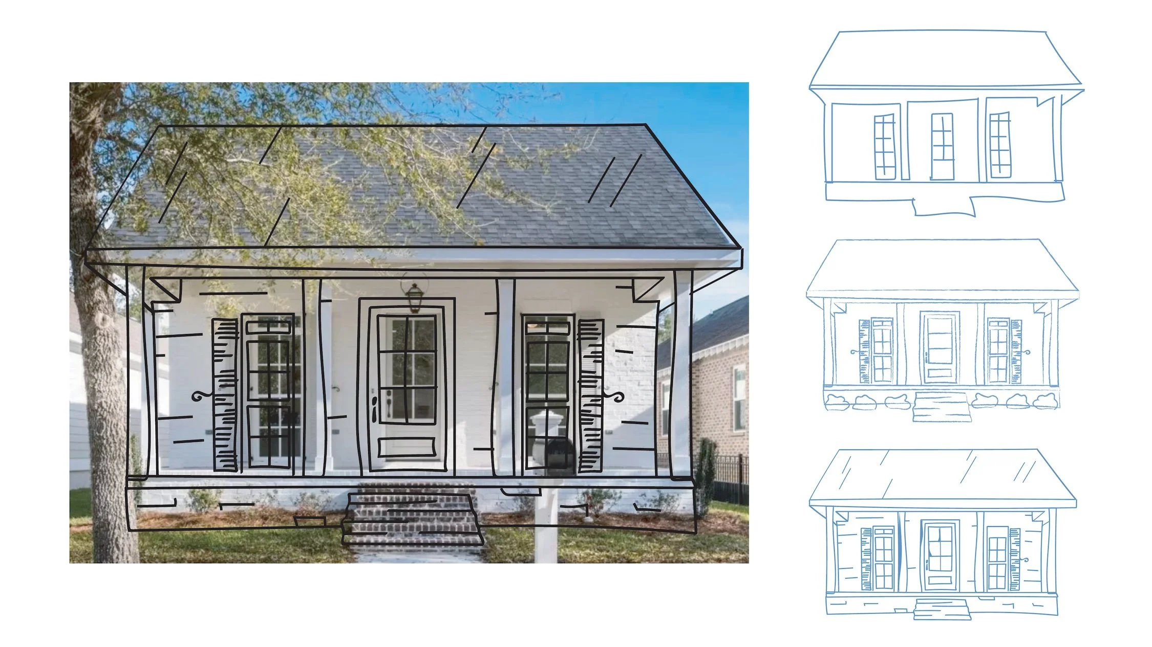 Initial logo, color palette, and watercolor drafts