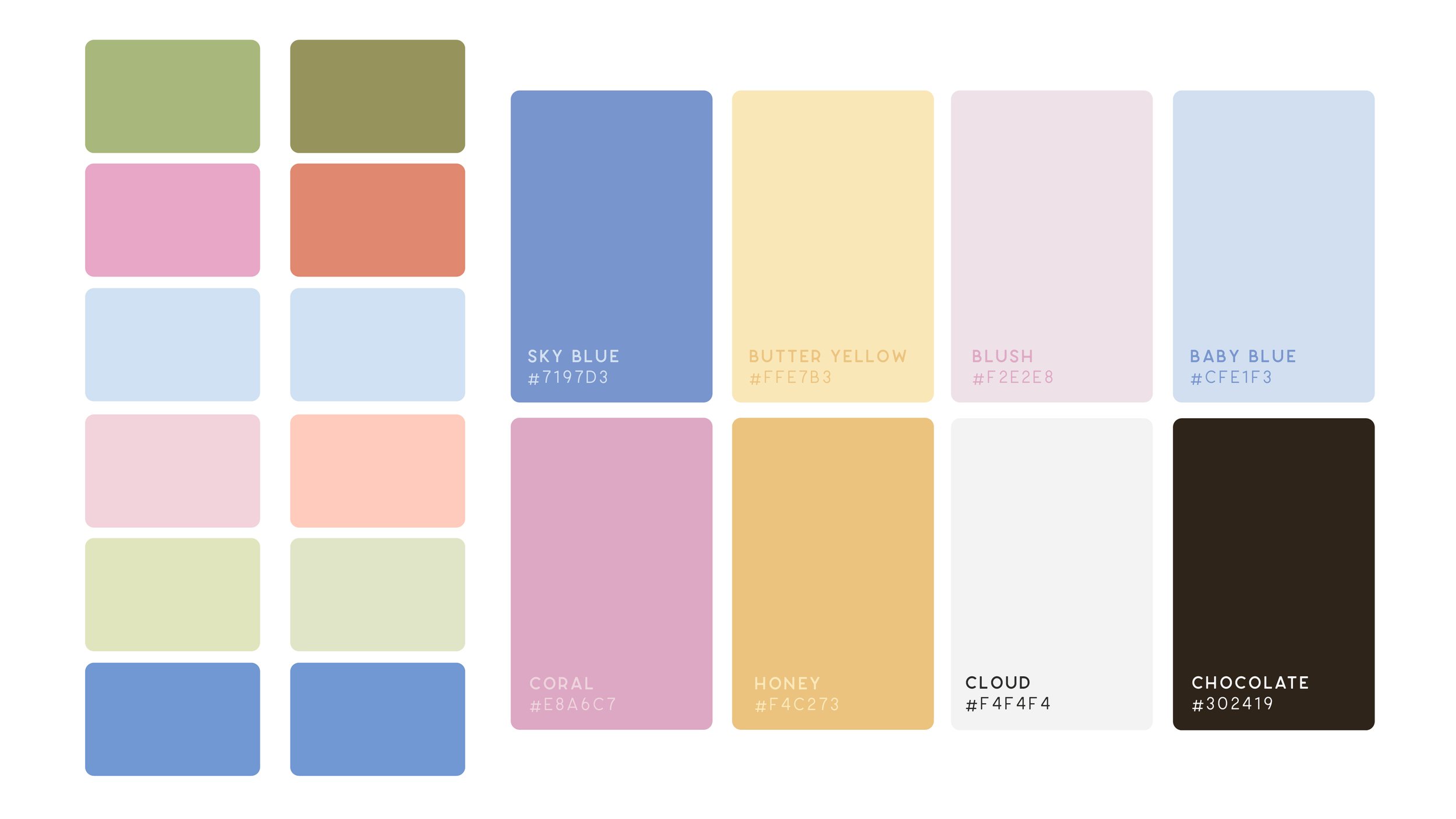 Initial logo, color palette, and watercolor drafts