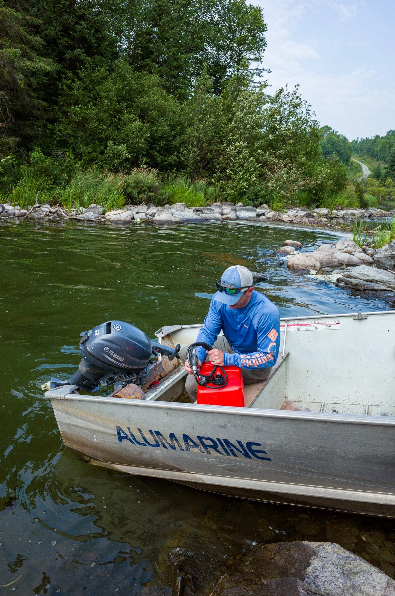 Scott attaching the fuel on our portage boat