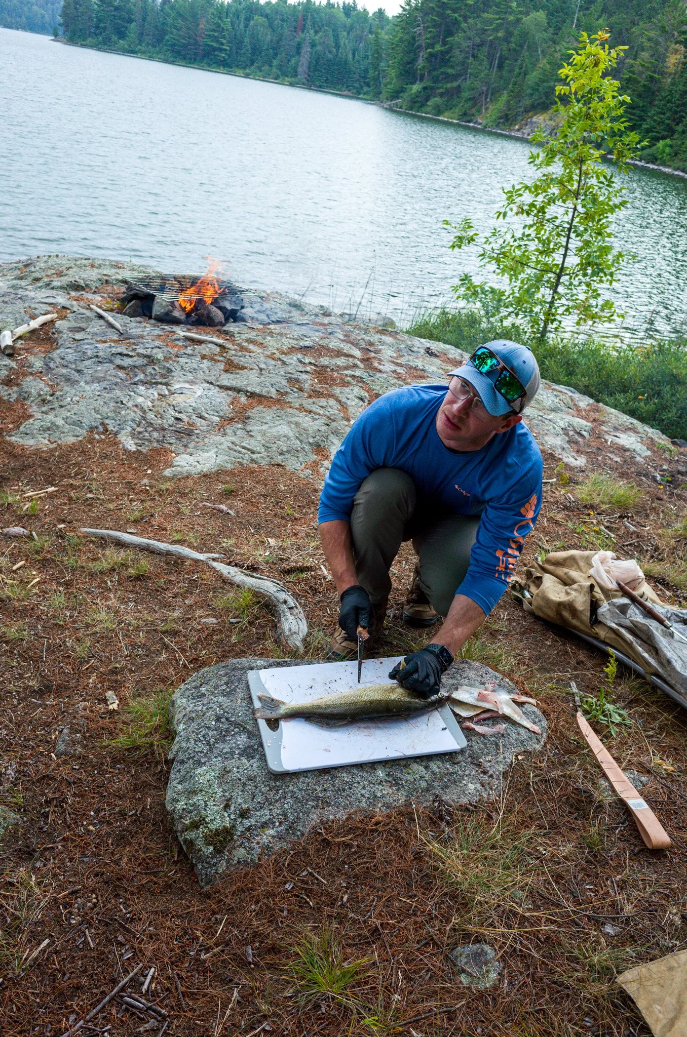 Scott filleting the fish for shore lunch