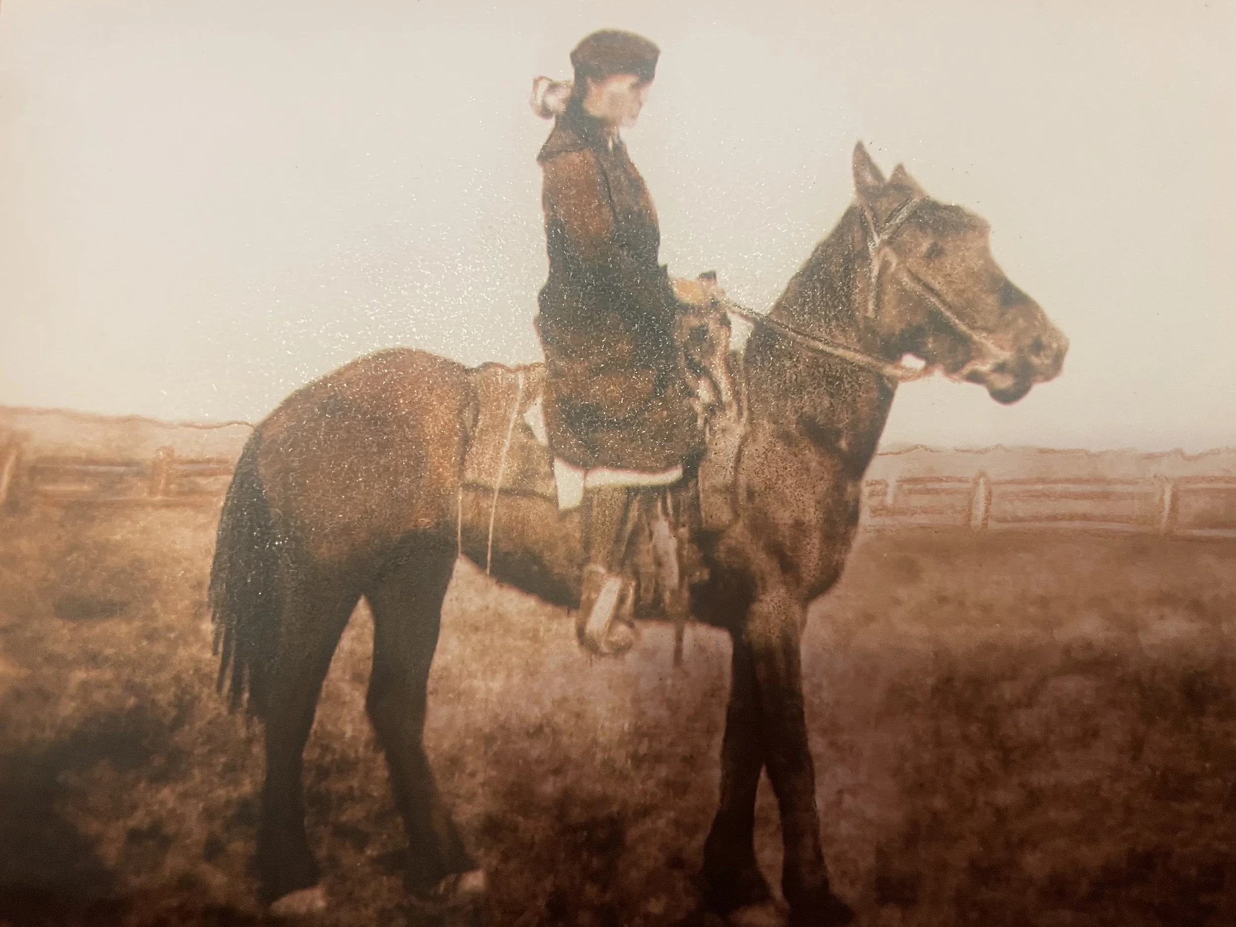 1920 - Geraldine (Neff) Anderson (14 yrs. old): on Ginger at Hart's Ranch