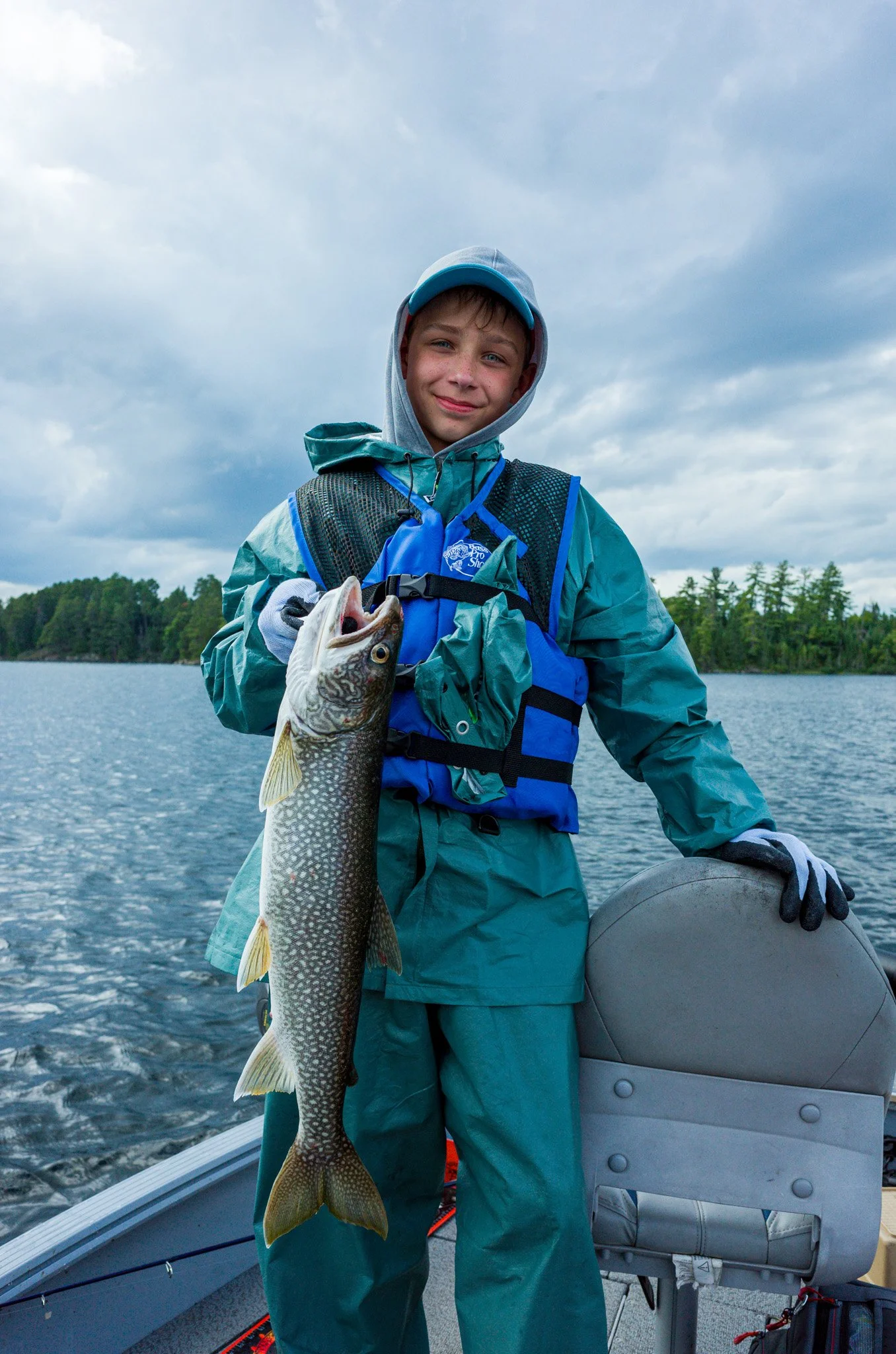 Cameron, the pro angler with his lake trout