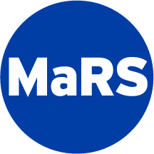 Blue circle with white letters spelling 'MaRS'