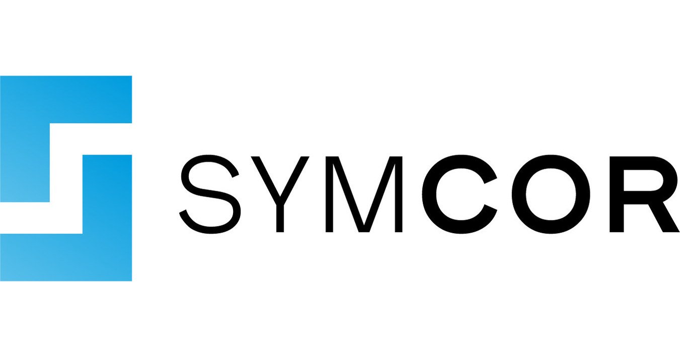 Symcor logo with a blue abstract symbol on the left and black text on the right.