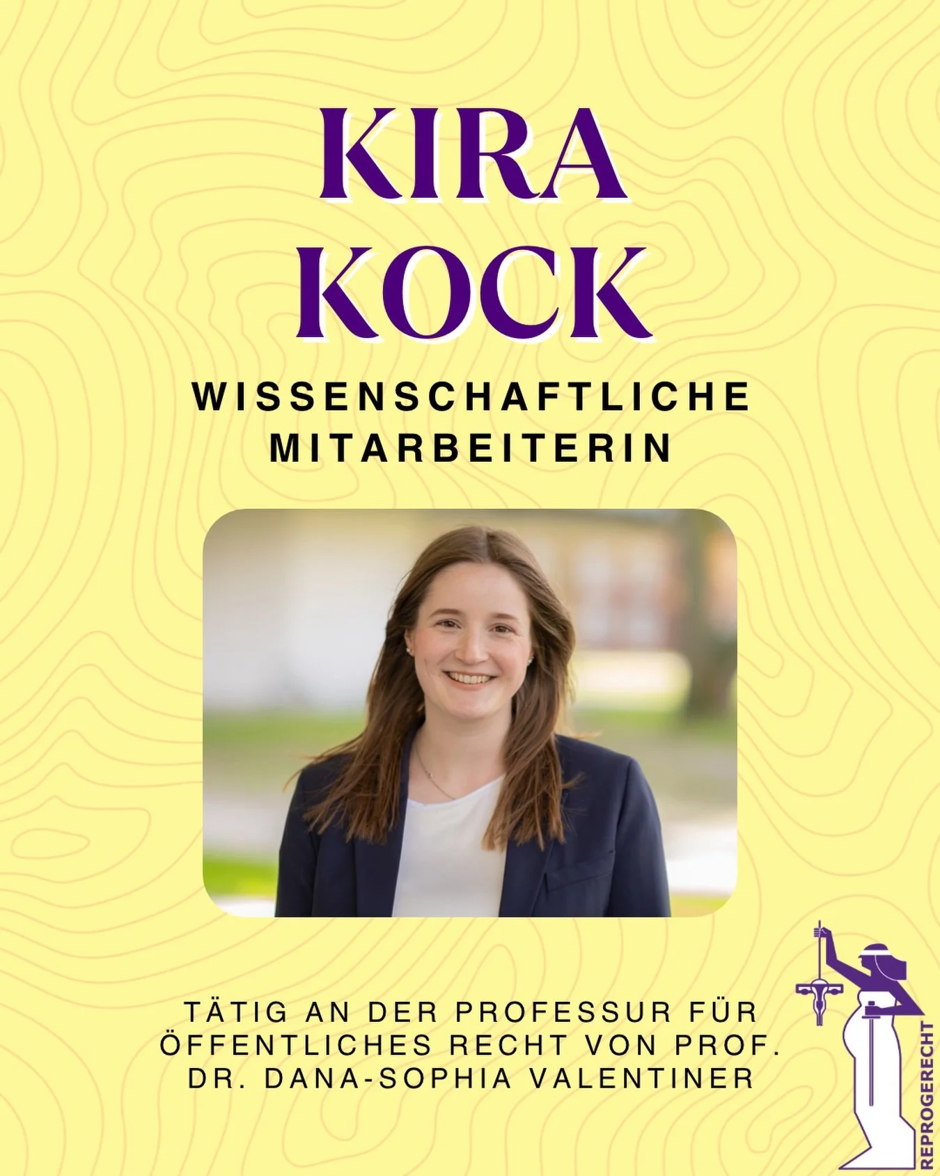 ✨Heute stellen wir euch unsere wissenschaftliche Mitarbeiterin Kira Kock vor.✨
Kira Kock&nbsp;studierte Rechtswissenschaften mit Schwerpunkt Rechtswissenschaften in Europa sowie den Zusatzstudiengang &bdquo;International Law&ldquo; in M&uuml;nster un