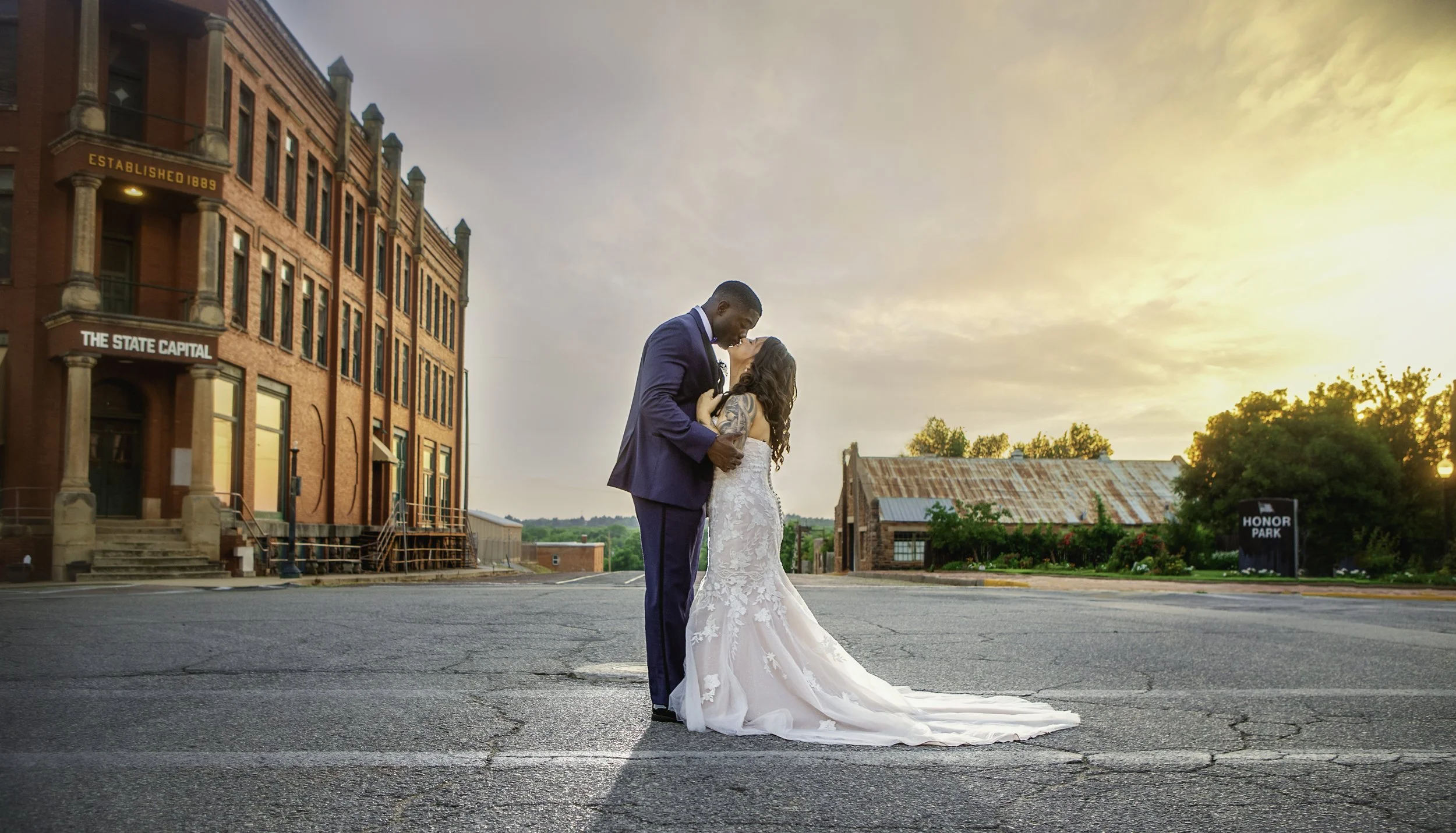 Professional Wedding couple portrait photography in historical area