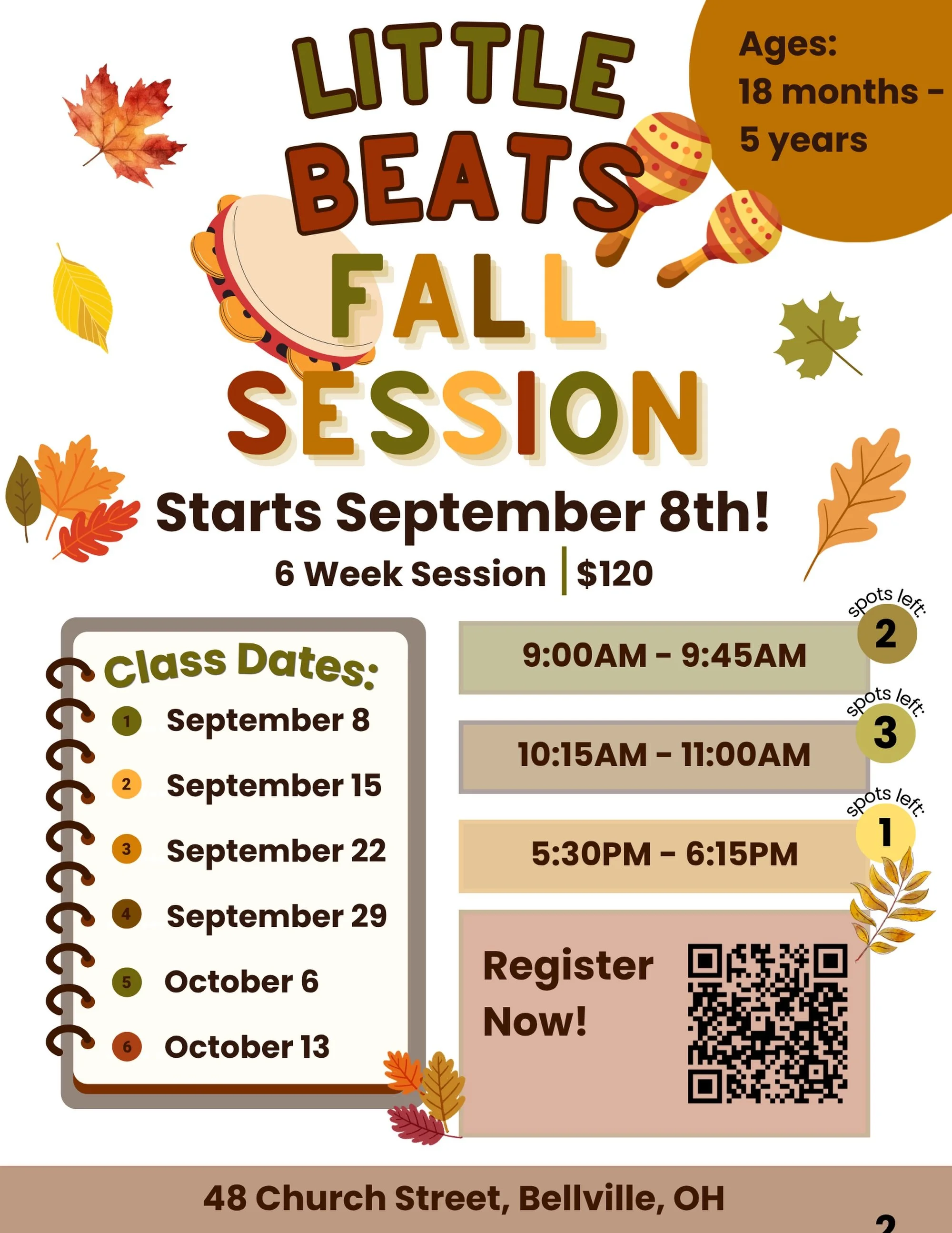 Here&rsquo;s our fall Little Beats schedule! 🎶

Little Beats is a music and movement class for ages 18 months to 5 years. We sing, move, play with instruments, explore sensory activities and, most importantly, have fun together.

Little Beats is des