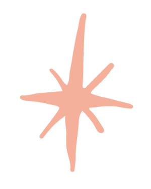 A pink stylized star or burst shape with uneven, jagged edges.