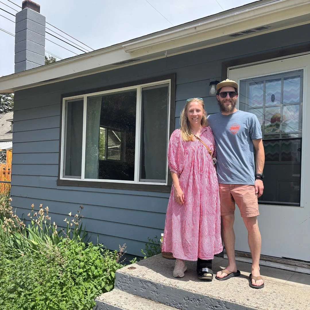 Leah and her boyfriend outside the home Leah bought