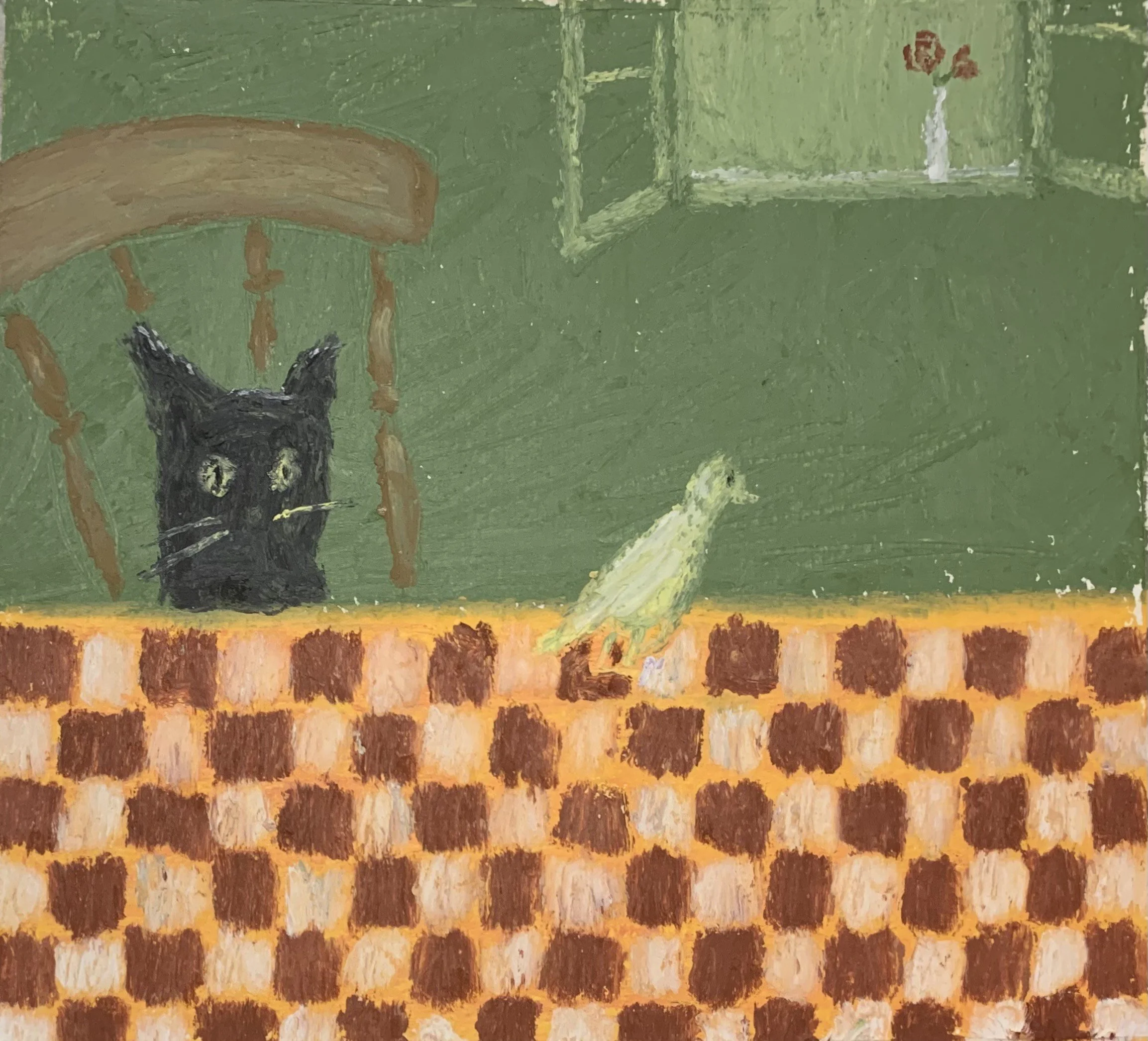 Reluctant host
(oil pastel on paper, 17 cm x 20 cm)