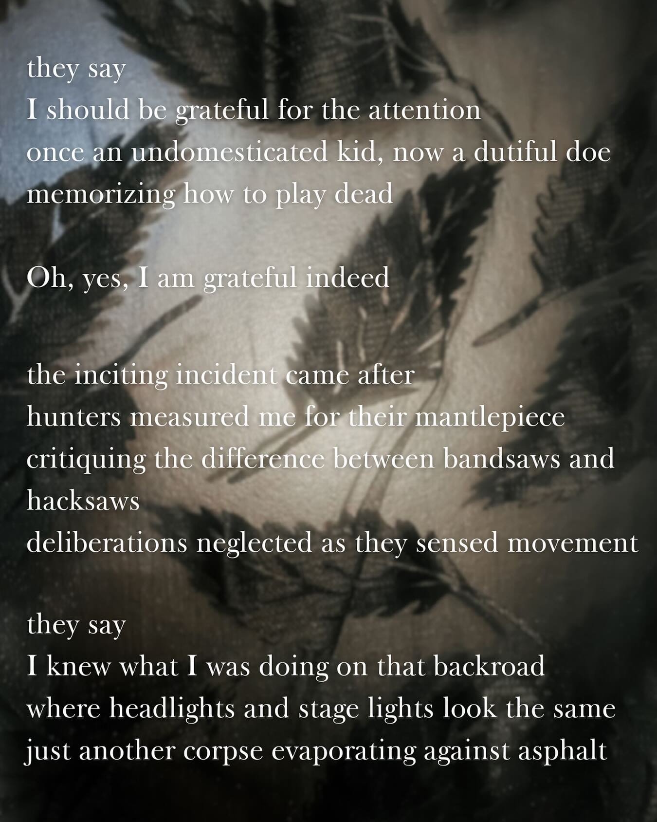 From my newest poem, &ldquo;Roe&rdquo; 🪚 full piece on my website, link in my bio

Dedicated to victims of sexual assault and harassment like myself and thousands if not millions of other people 🖤