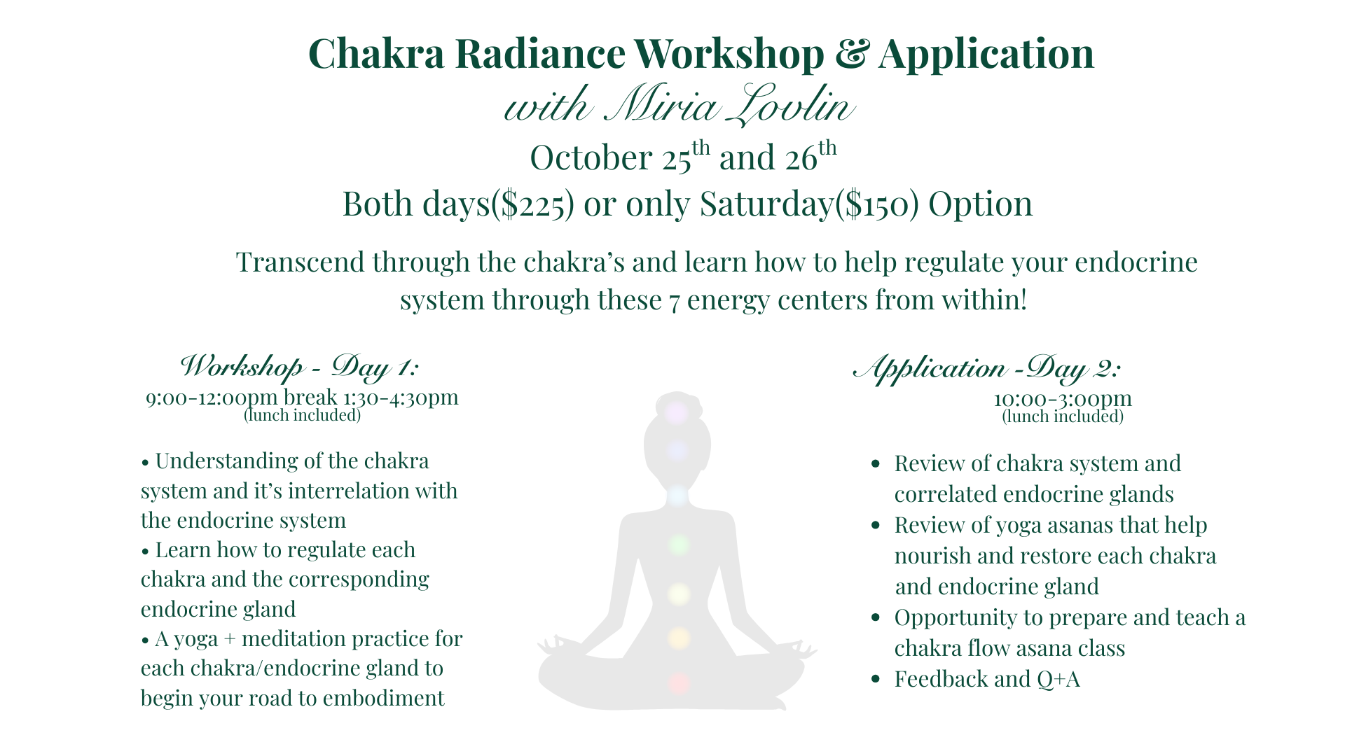 Chakra Radiance Workshop & Application- Two Day Workshop