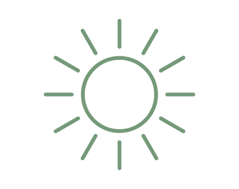 A minimalistic icon of a sun with rays extending outward.