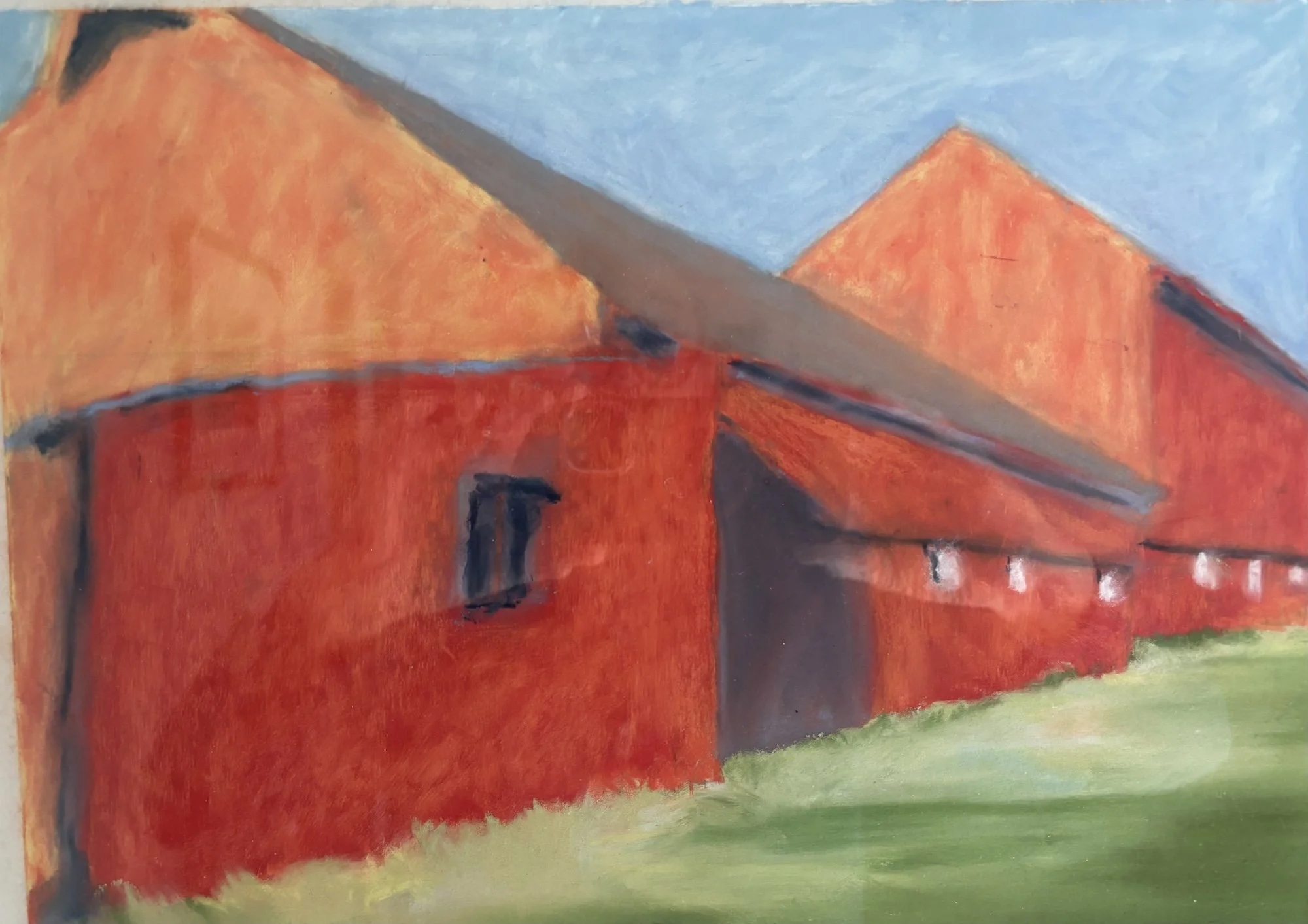 Barn Landscape I, Pastel Paper, 12x18 (Sold)