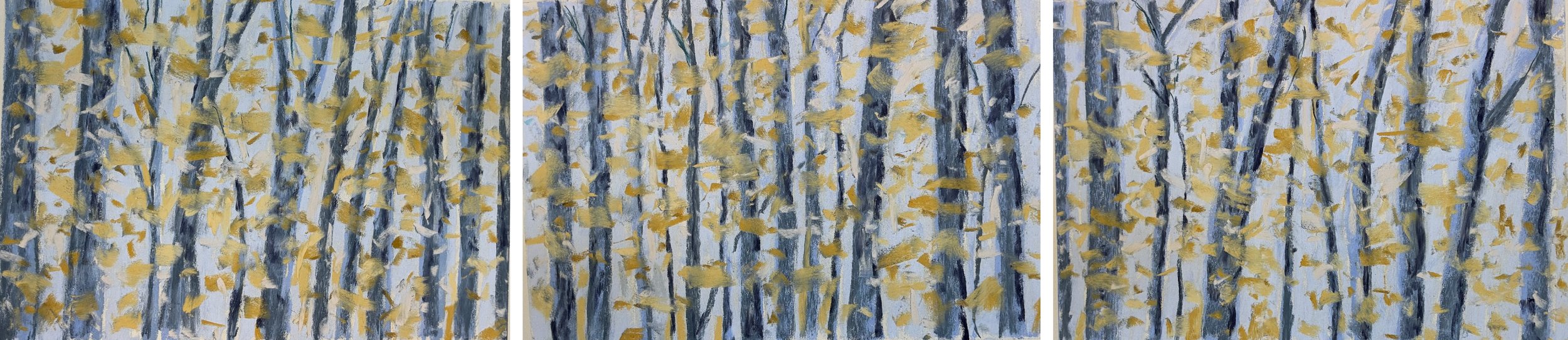 Spring Trees Triptych, 12x48