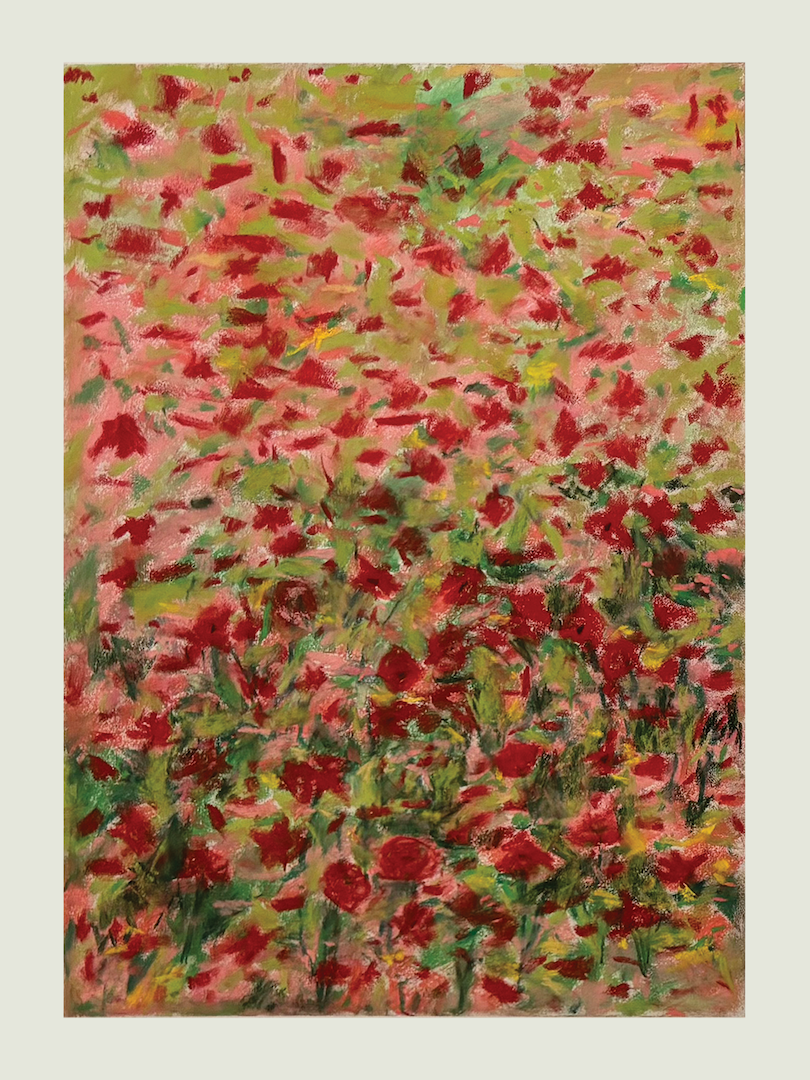 Poppies Triptych, Panel 1, Pastel Board, 18x24