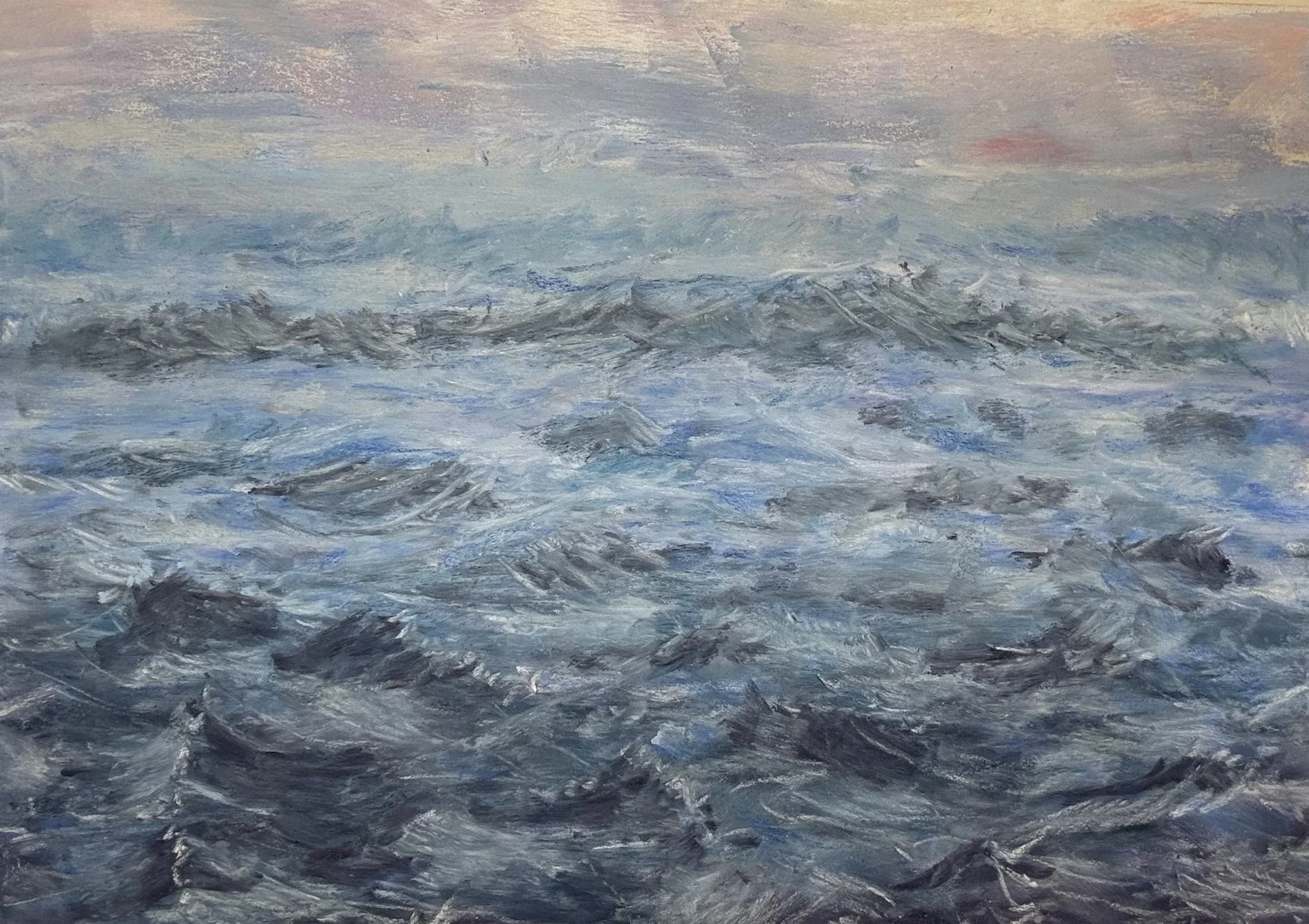 Waves Triptych, Panel 2, Pastel Board, 12x16
