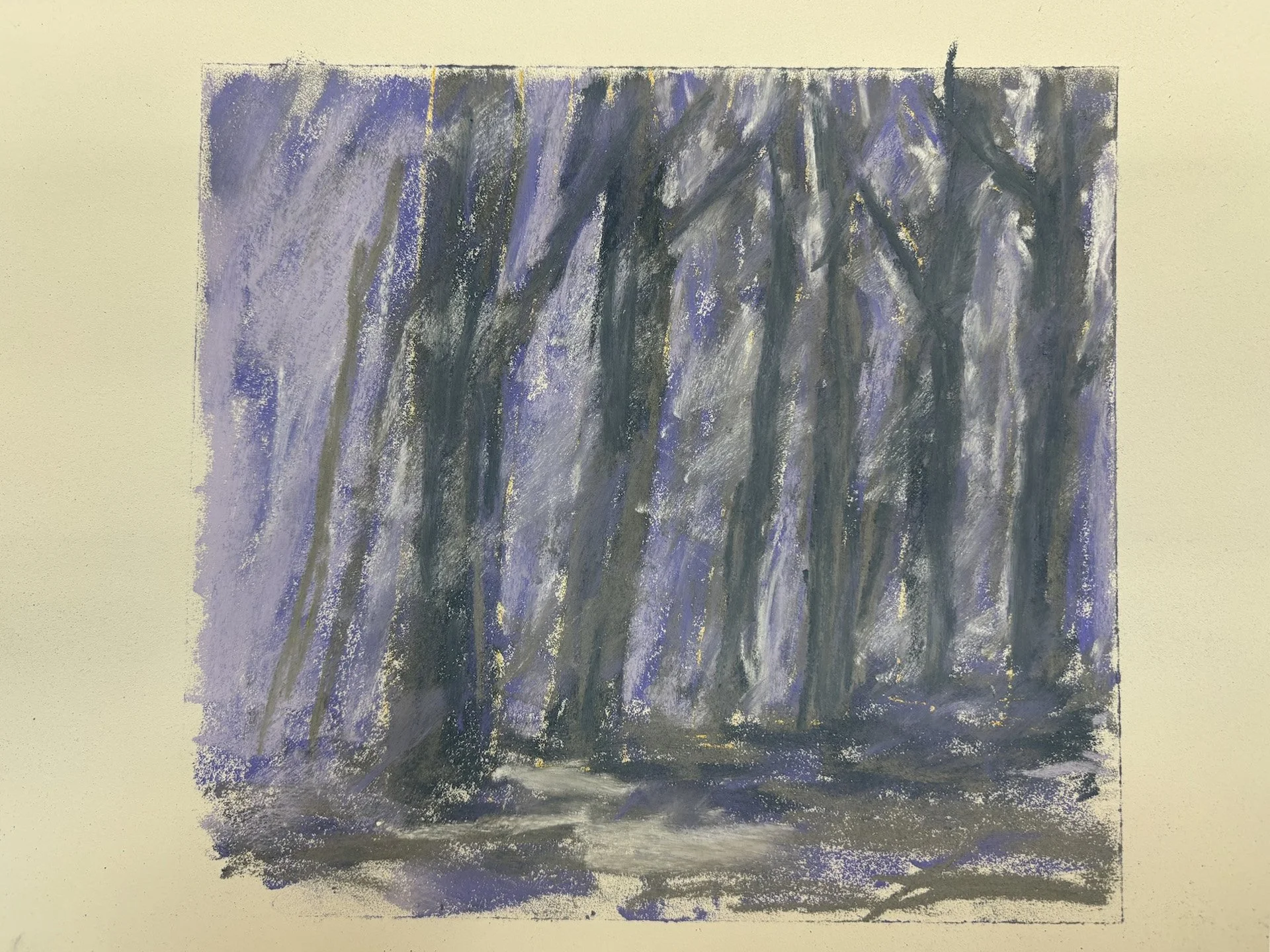 Winter Trees III, Pastel Board, 9x12