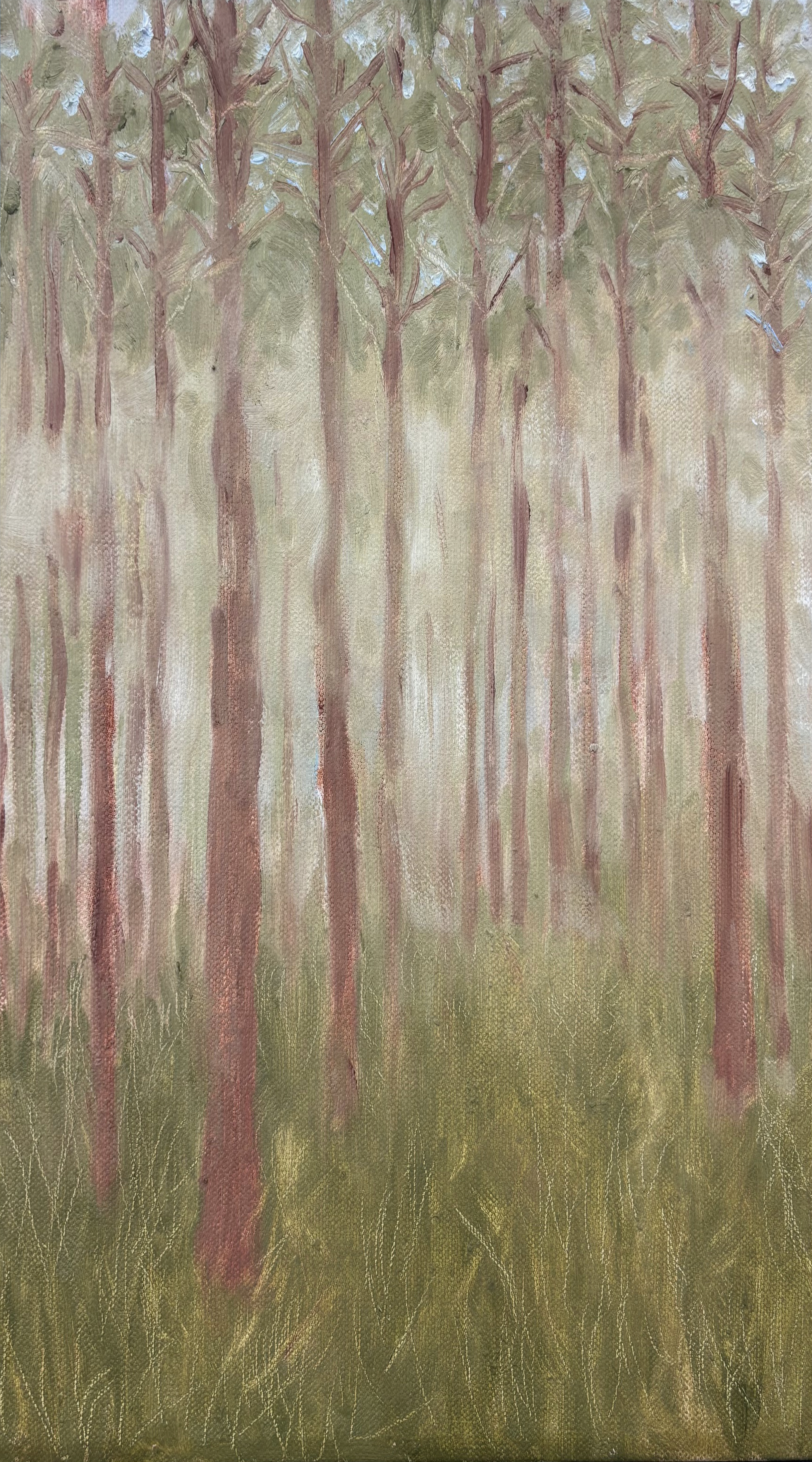 Summer Trees IV, Oil on Canvas, 10x18