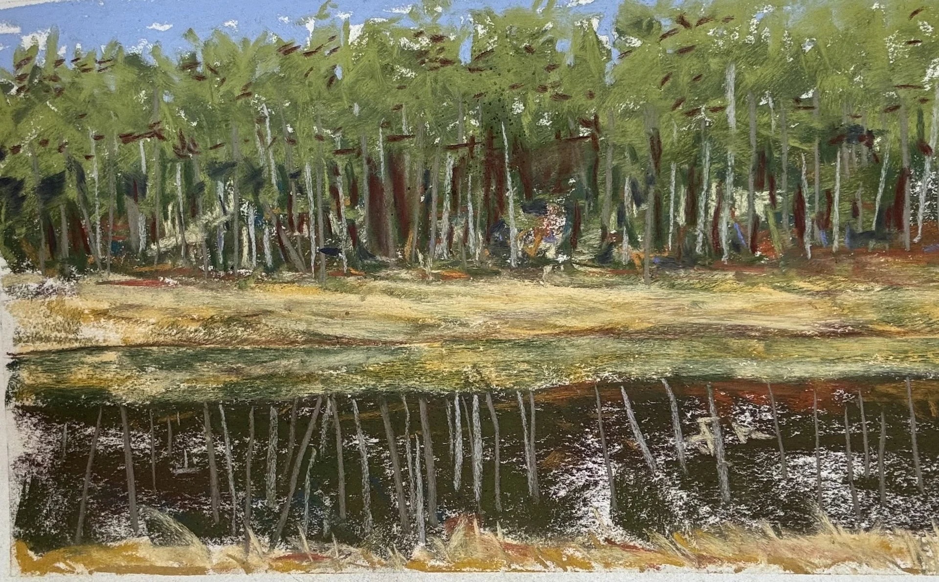 River Landscape, Pastel Board