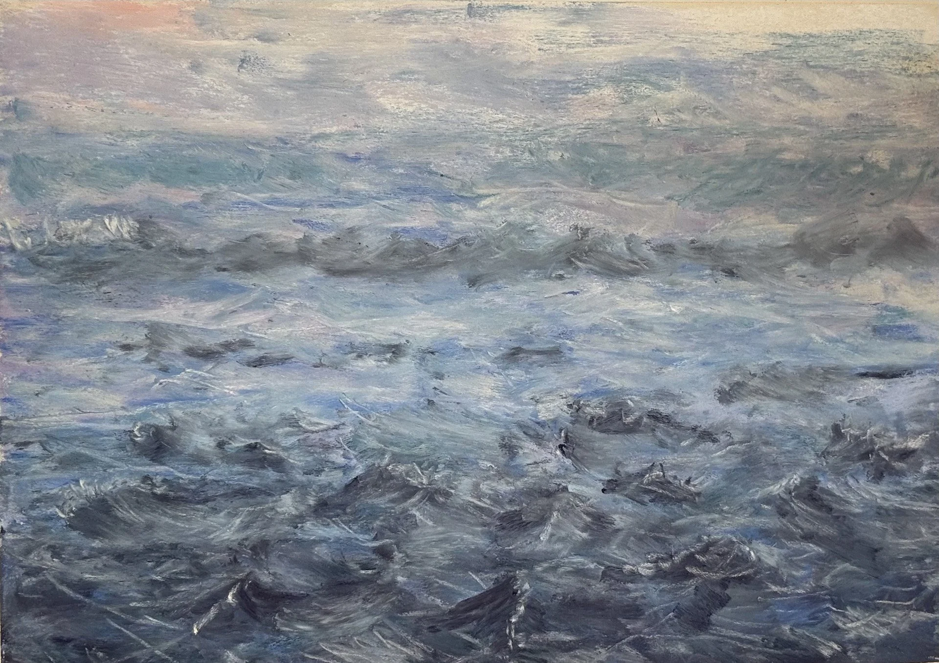 Waves Triptych, Panel 3, Pastel Board, 12x16