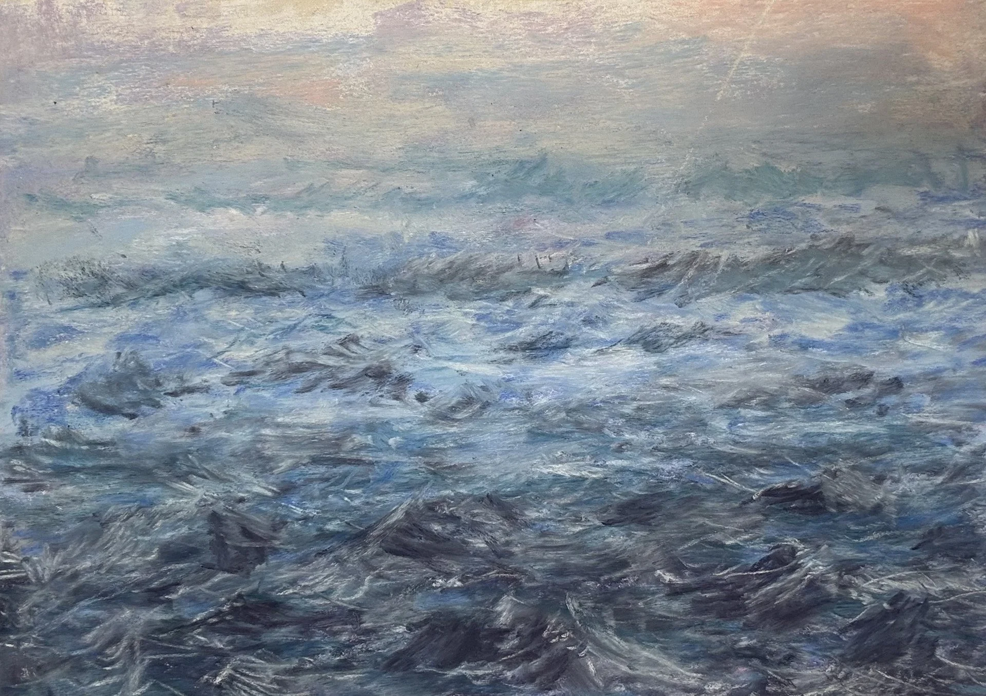 Waves Triptych, Panel 1, Pastel Board, 12x16