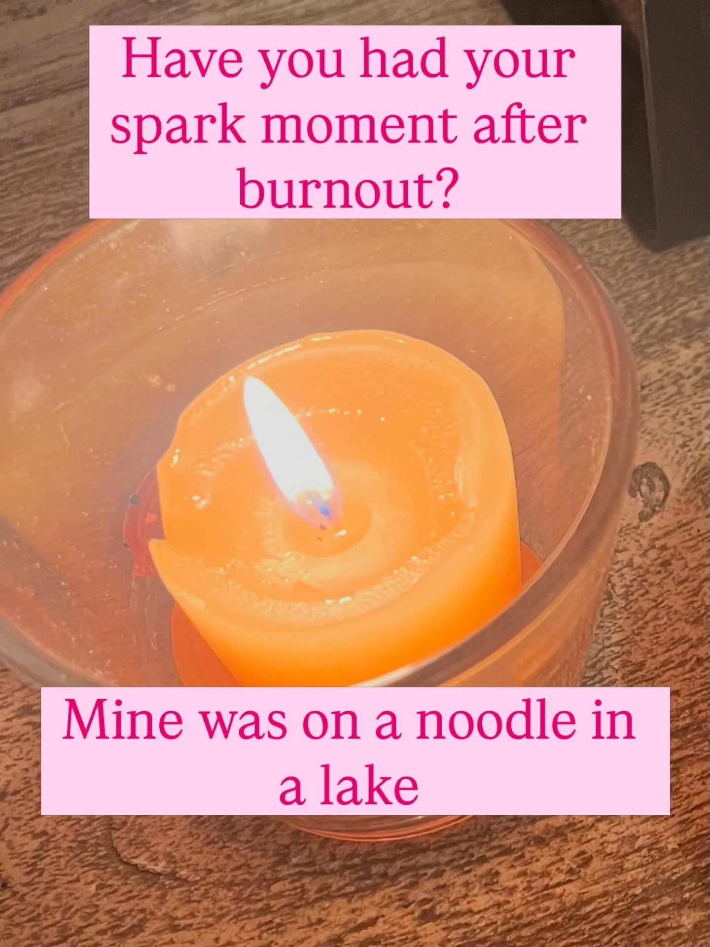 Have you had your spark moment?

A spark moment is the moment you see a *glimpse* of your true re-energized and reconnected self coming back after burnout

It&rsquo;s not a full recovery- it is hope, possibility, relief&mdash; 

It&rsquo;s opening a 