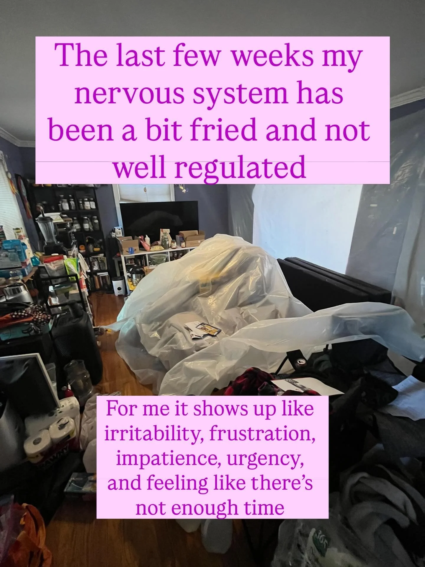 What does your nervous system need right now?

Being dysregulated looks different for everyone but if you pay attention you can feel it

For me it&rsquo;s often mental- overwhelm, irritable, frustrated, impatient, intolerant of distraction or change 