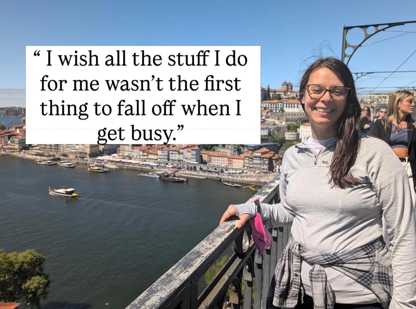 I&rsquo;ve been circling around why so many of us suffer from &ldquo;everything i do for myself always falls off as soon as life gets busy.&rdquo; 

that might be swimming, yoga, reading a book on your porch, cooking a delicious meal, journaling, goi