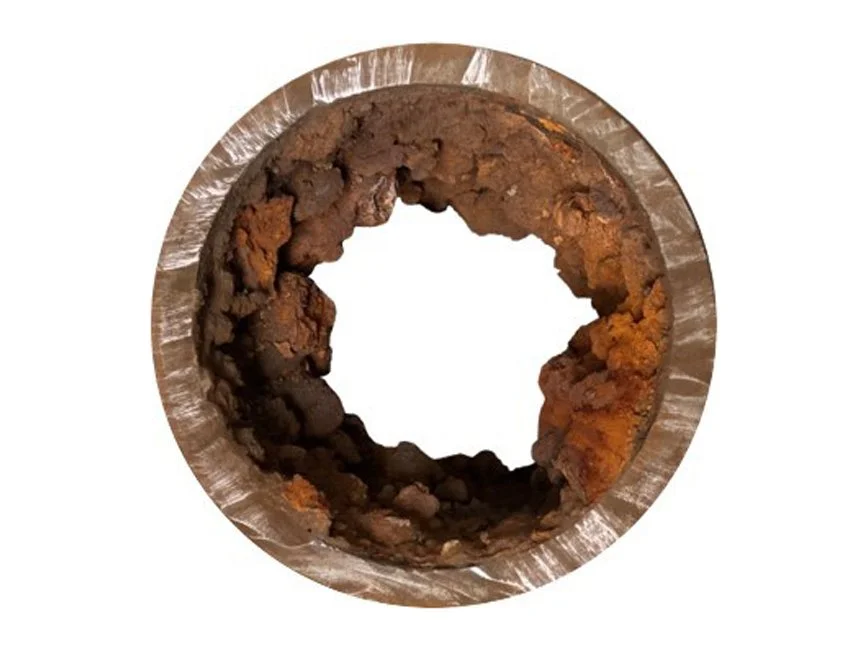 Corroded water main pipe before cleaned and lined.