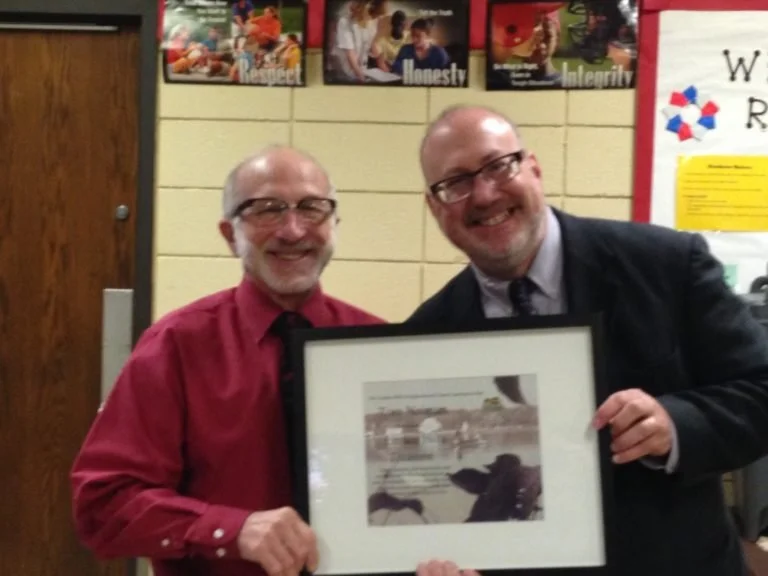 State Representative Frank Hornstein presented the award to Tom Neiman (2014 Treasures Program)
