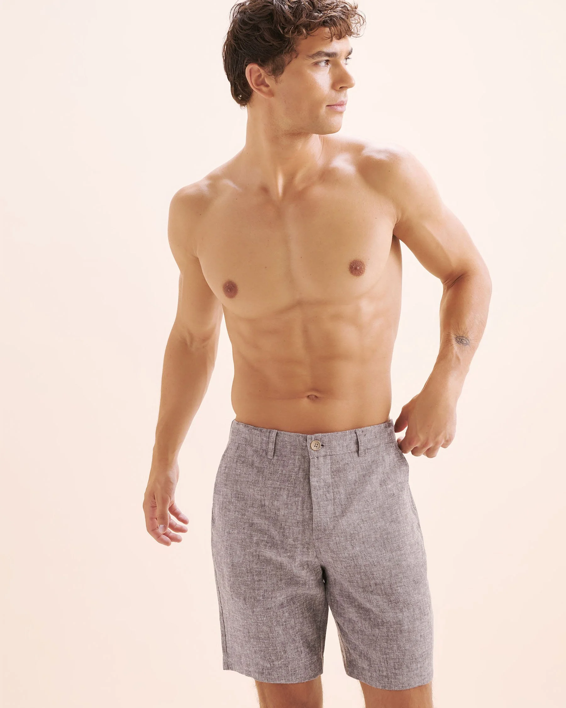 Linen Blend Shorts - Grey