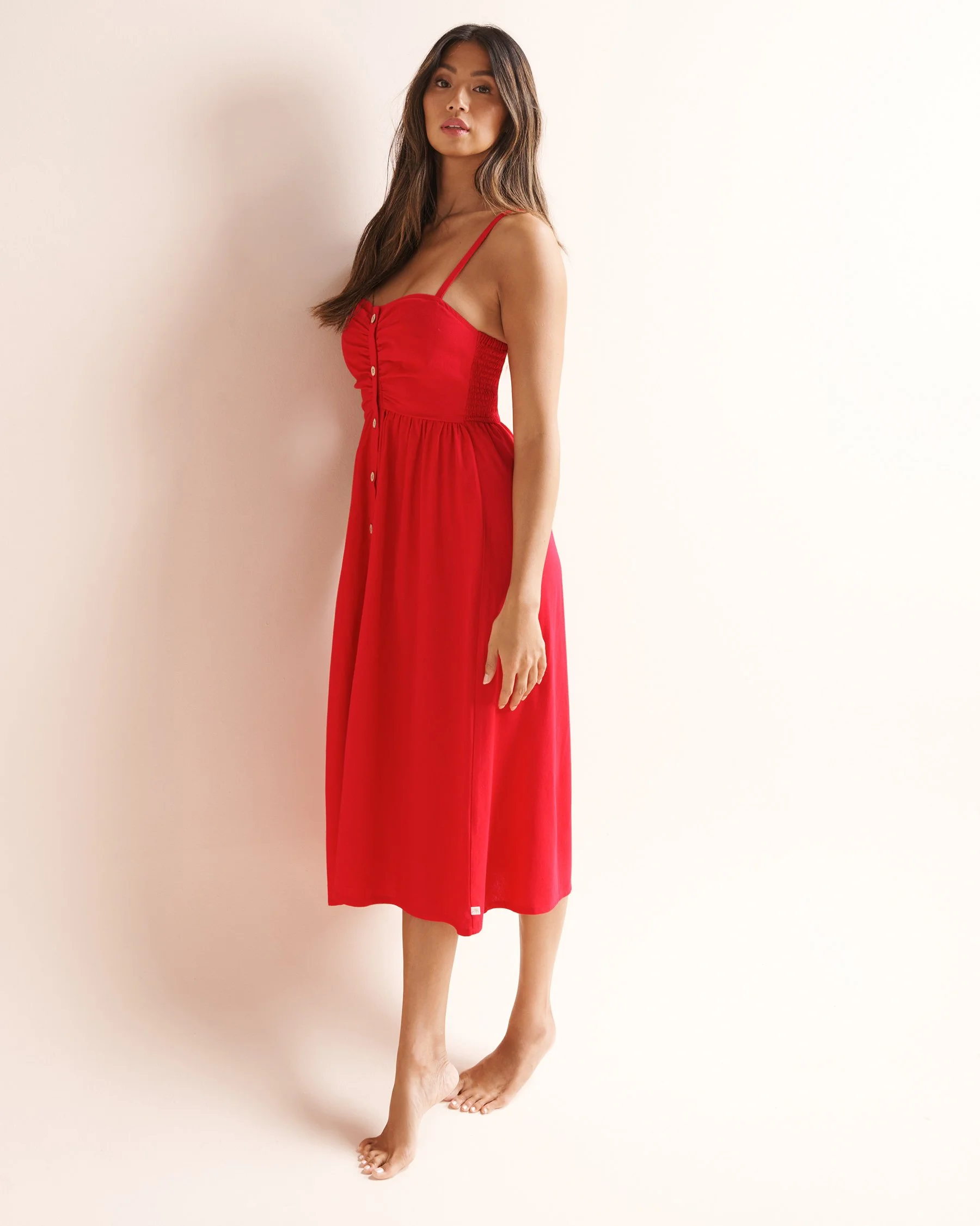 Front-Buttoned Long Dress