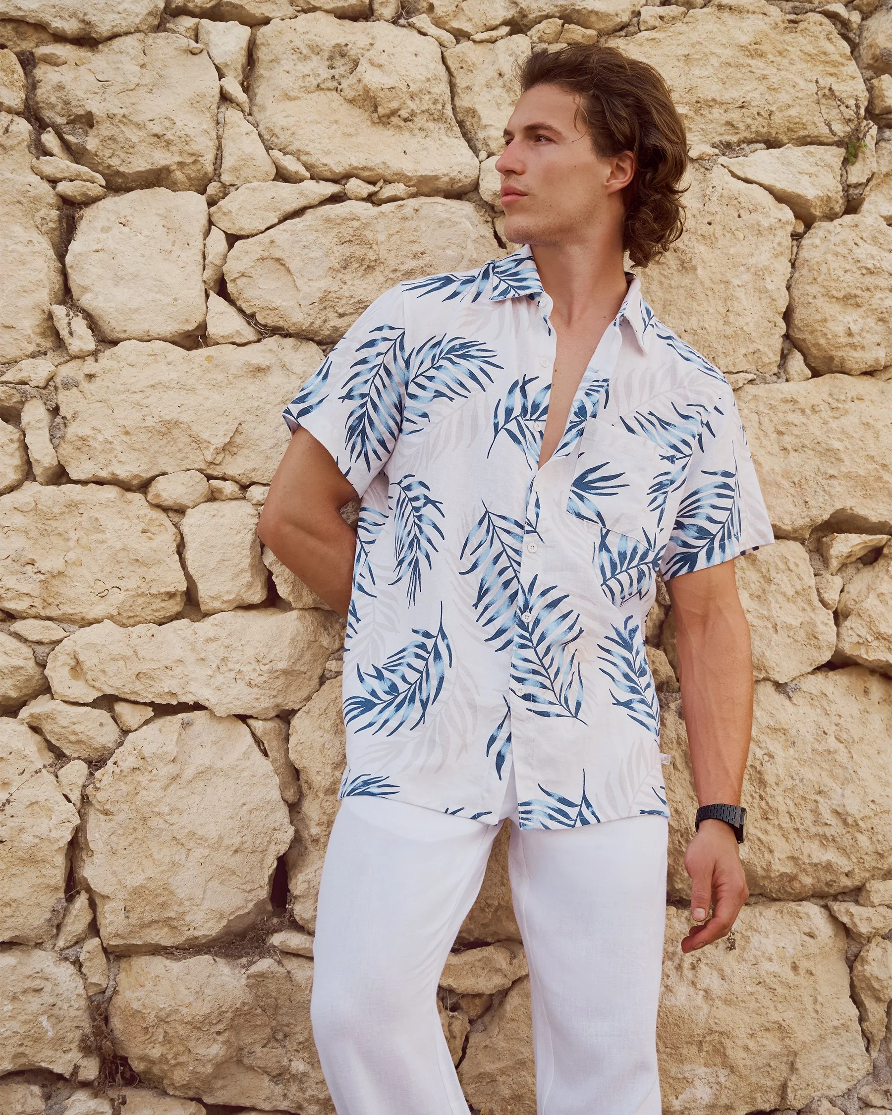 Linen Blend Short Sleeves Shirt