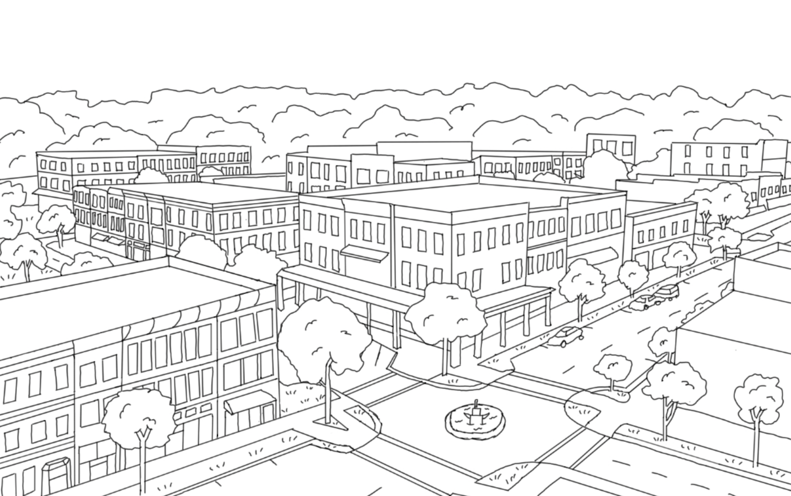 Initial Linework- Overhead Angled View