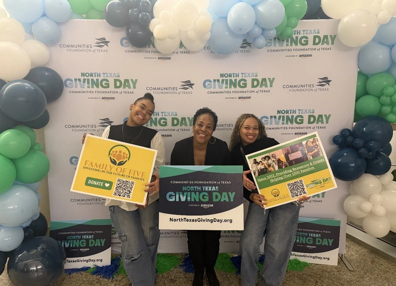 Family of Five at North Texas Giving Day, supporting the power of community-driven impact
