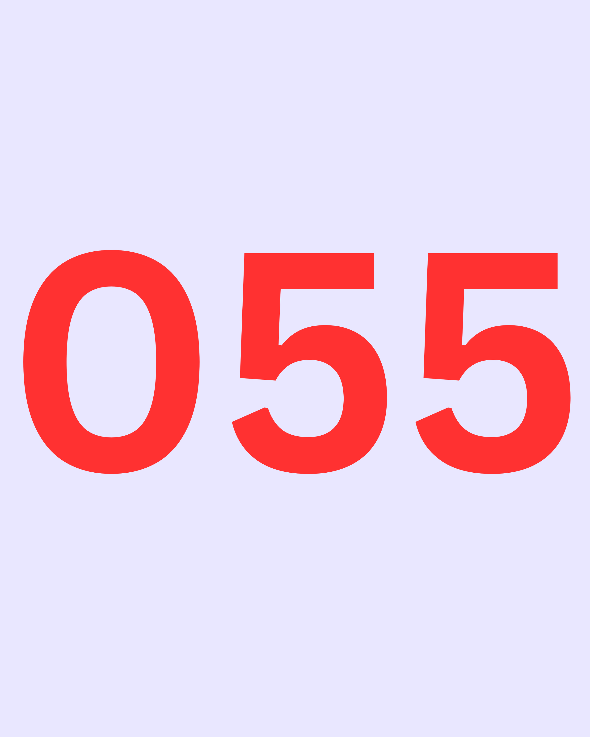 A light purple background with large red numbers "055" in the center.
