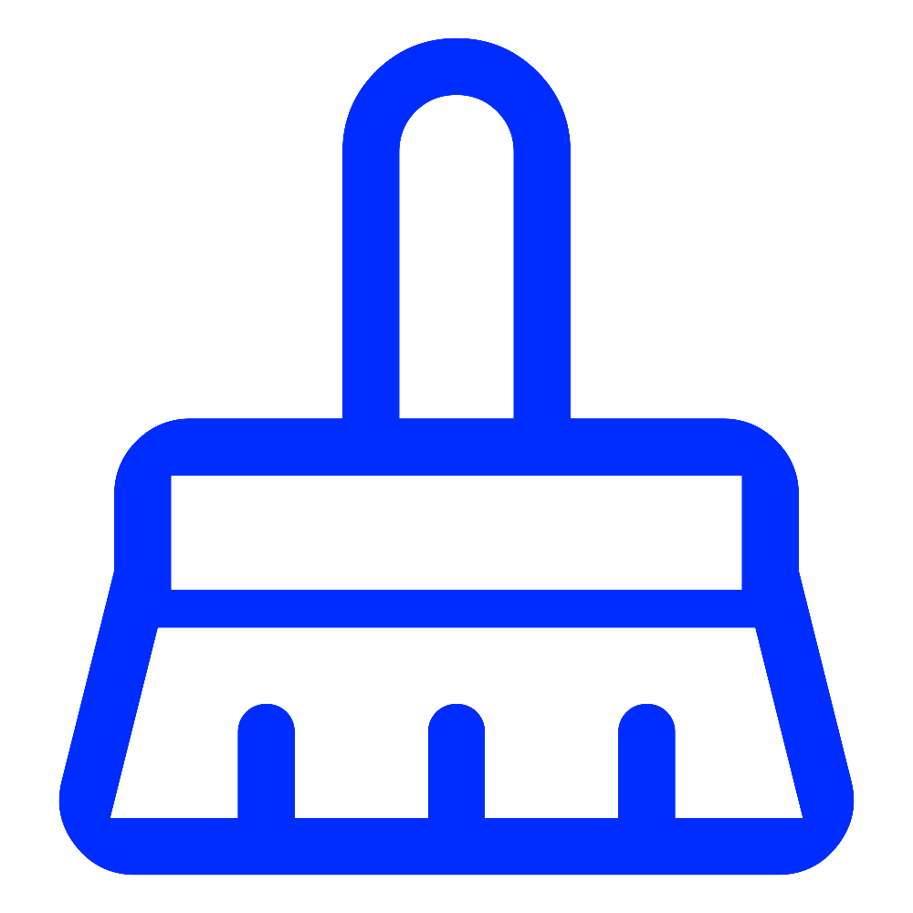 A blue outline of a vacuum cleaner