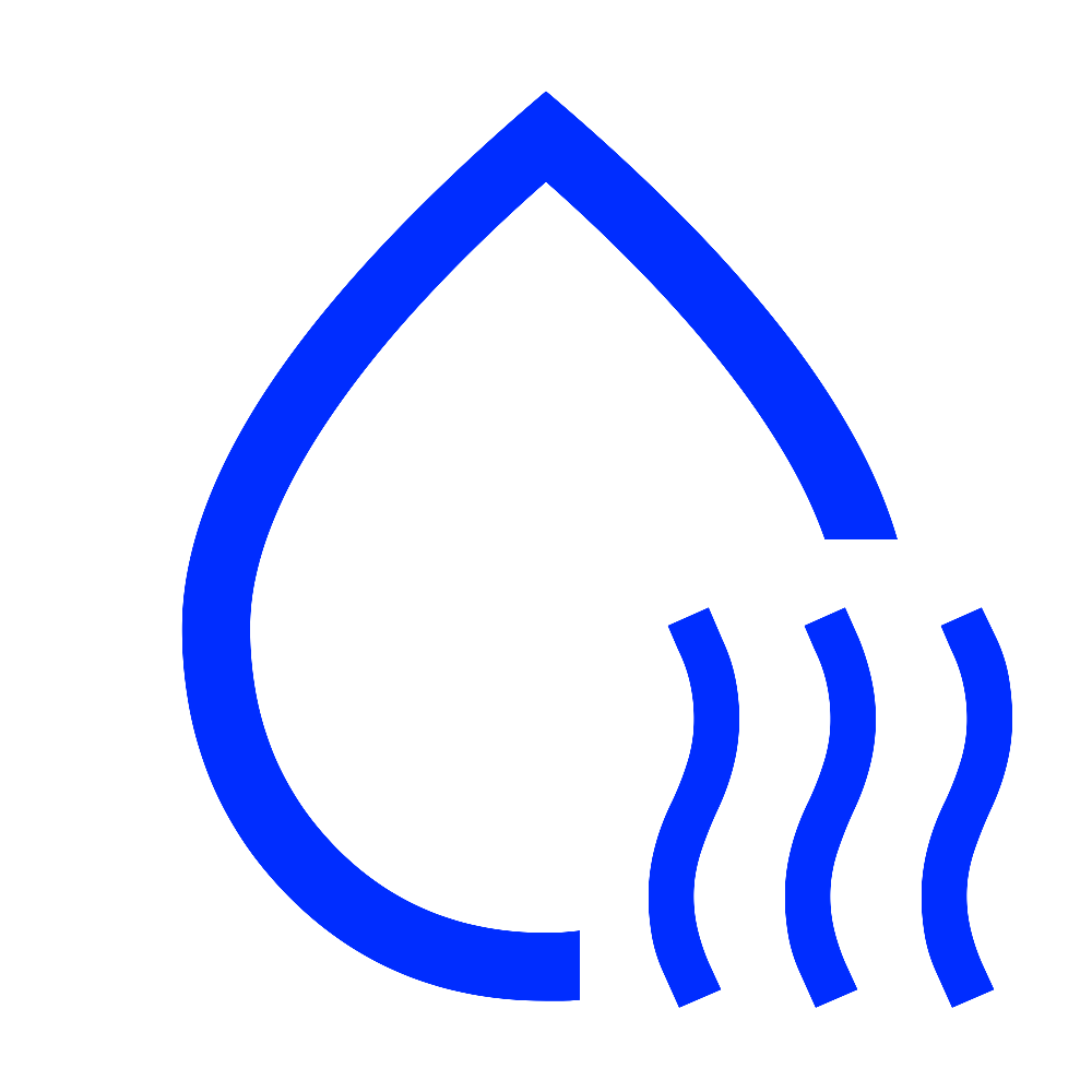 Blue hot steam vapor wave icon on black background