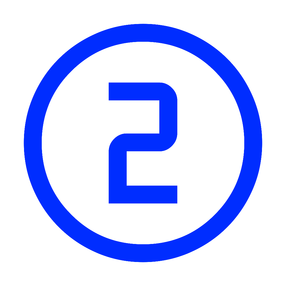 Blue circle with the number 2 inside on a black background.
