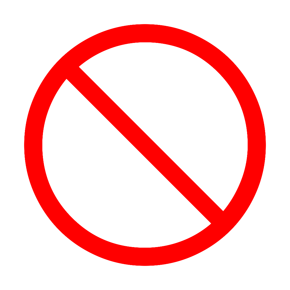 Red prohibition sign on black background