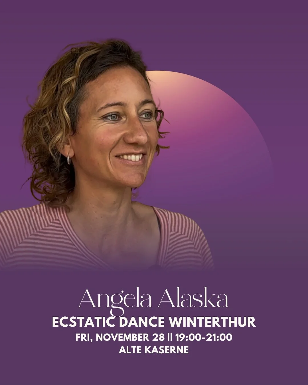 Join us for our next Ecstatic Dance journey in Winterthur with @angela_alaska.

Angela Alaska started her DJ journey in an alternative culture center in Bern, later playing in clubs and at open-air festivals in the electronic music scene.

As she exp