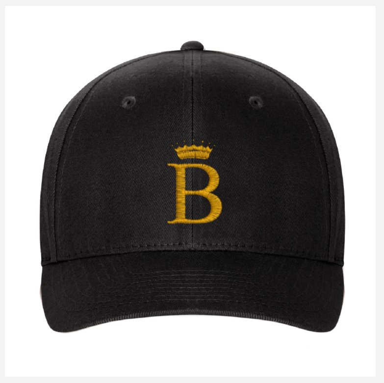 Black/Gold Logo Embroidered Baseball Cap