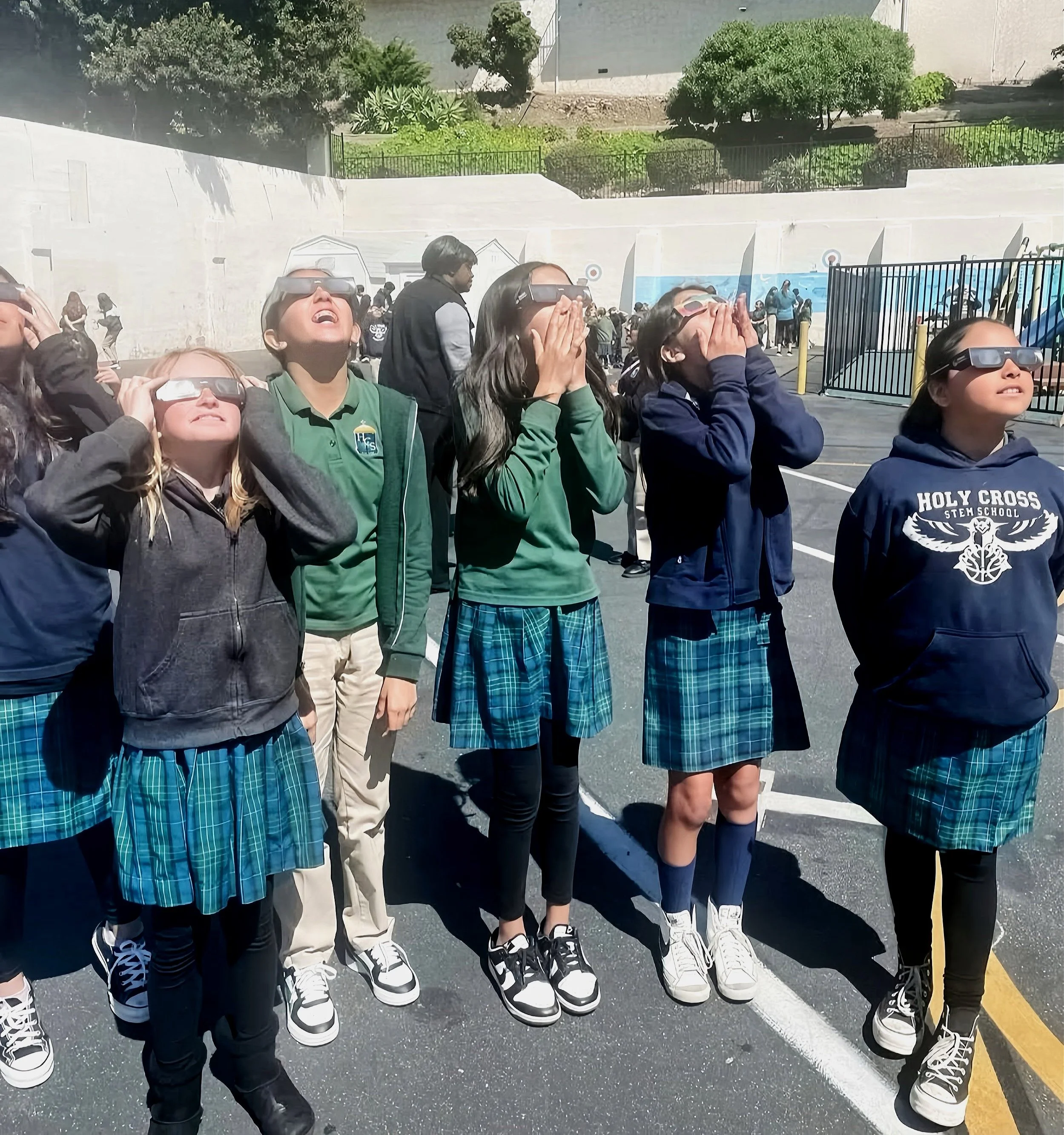 Children looking at the eclipse