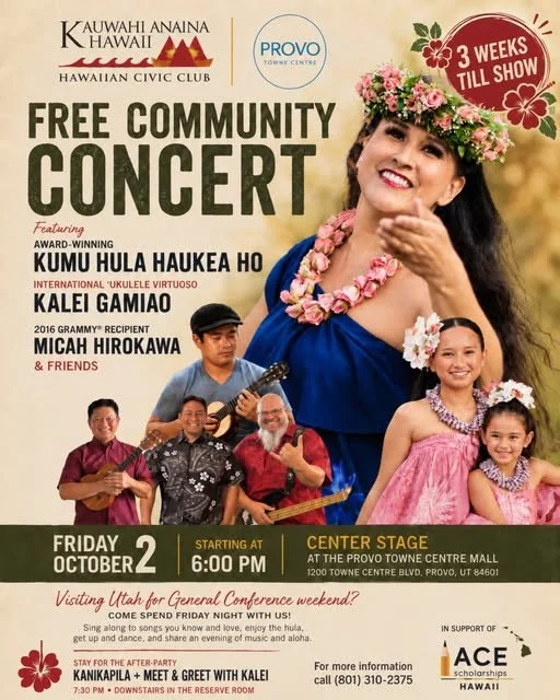 Free Community Concert presented by Kauahi Anaina Hawai`i Hawaiian Civic Club